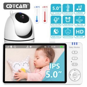 Video Baby Monitor – 5-Inch PTZ Camera with Night Vision
