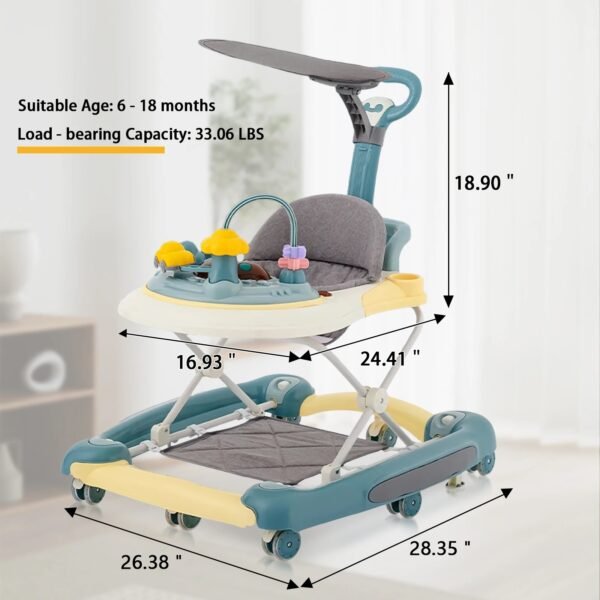 Baby Walker with Universal Wheels – Foldable & Anti-Roll