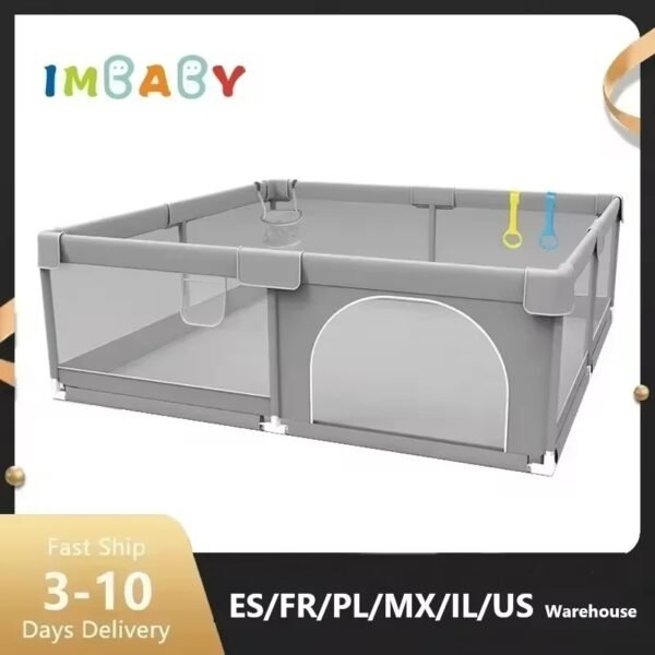 main-image-1 IMBABY Baby Playpen – Light Gray Safety Play Fence