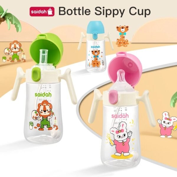 Clamshell Baby Feeding Bottle – Silicone Straw Sippy Cup