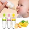 Baby Feeding Silicone Bottle with Spoon – 3oz Food Dispenser