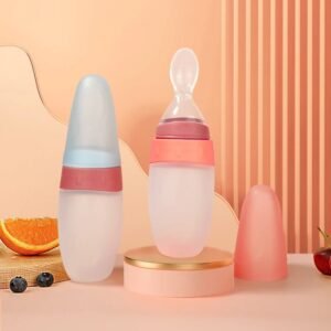100ml Baby Silicone Feeder – Squeeze Feeding Bottle with Spoon