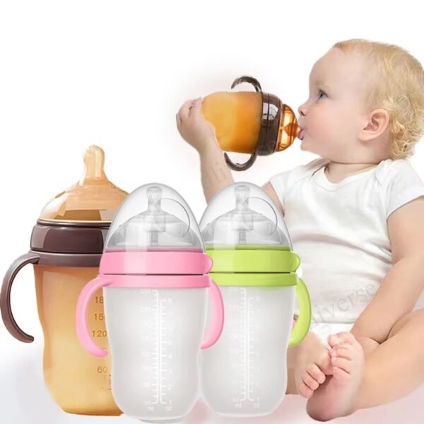 Baby Bottle with Silicone Handle – 150ml/240ml for 0-36 Months