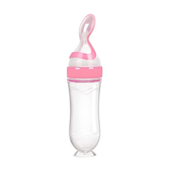 Baby Feeding Silicone Bottle with Spoon – 3oz Food Dispenser