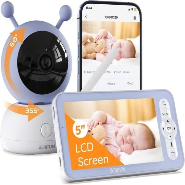main-image-2 BOIFUN 2K 5'' Baby Monitor – WiFi, Two-Way Talk & Night Vision