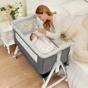 3-in-1 Baby Bassinet – Bedside Sleeper with Wheels