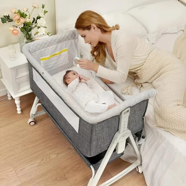 3-in-1 Baby Bassinet – Bedside Sleeper with Wheels