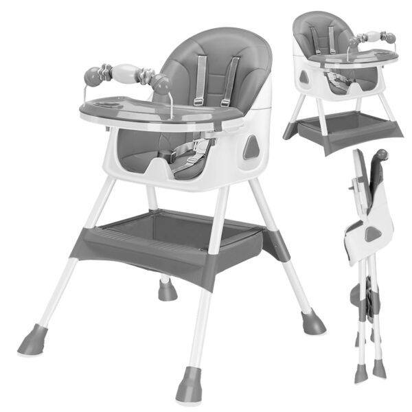 Foldable Baby High Chair – 6+ Months with Toy Rack