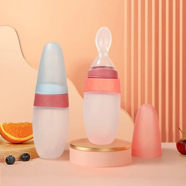 100ml Baby Silicone Feeder – Squeeze Feeding Bottle with Spoon