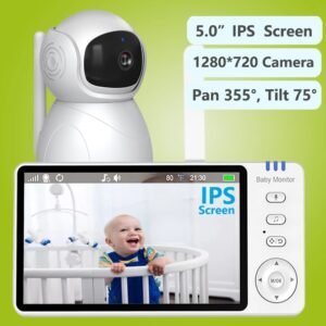 5" HD Baby Monitor with Pan-Tilt Camera & Night Vision