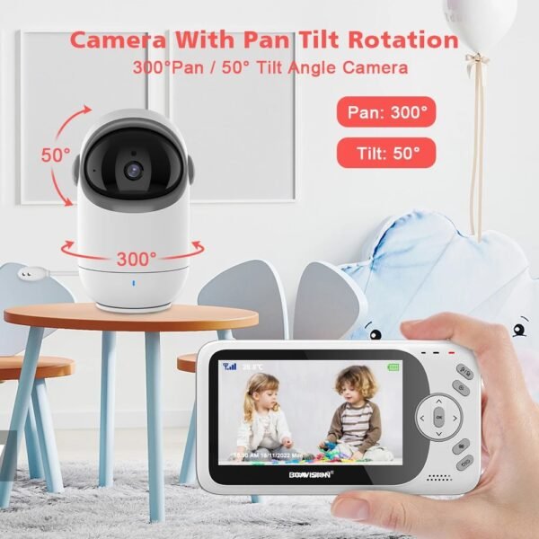4.3-Inch Video Baby Monitor – Pan Tilt, 2-Way Audio & Night Vision