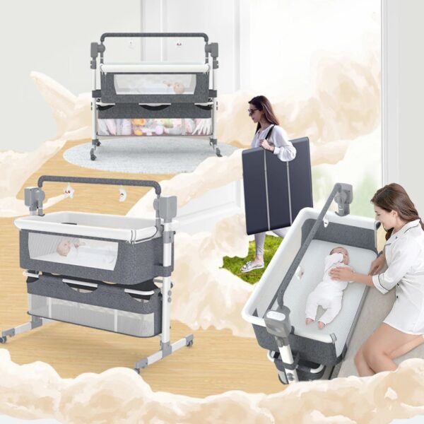 Automatic Rocking Bassinet – Baby Bedside Sleeper with Wheels