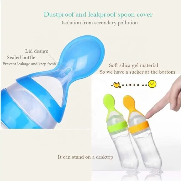 Baby Feeding Silicone Bottle with Spoon – 3oz Food Dispenser