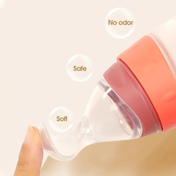 100ml Baby Silicone Feeder – Squeeze Feeding Bottle with Spoon