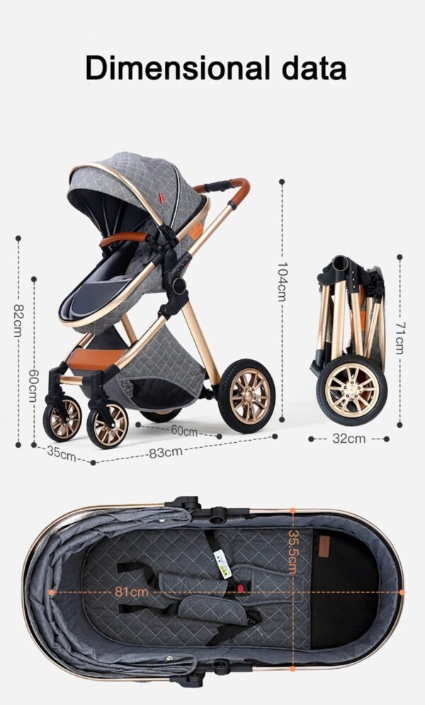 Luxury 3-in-1 Portable Baby Stroller – High Landscape Pushchair