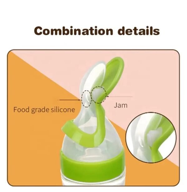 Baby Feeding Silicone Bottle with Spoon – 3oz Food Dispenser