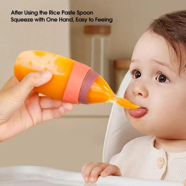 100ml Baby Silicone Feeder – Squeeze Feeding Bottle with Spoon