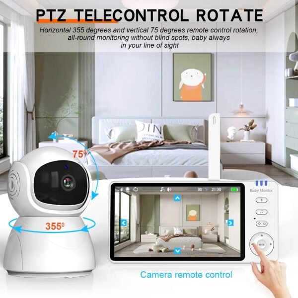 5" HD Baby Monitor with Pan-Tilt Camera & Night Vision