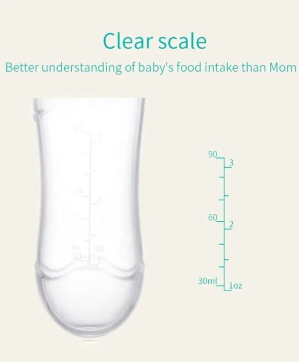 Baby Feeding Silicone Bottle with Spoon – 3oz Food Dispenser