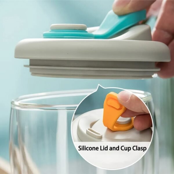 Cute Portable Double Wall Glass Cup – Leak-Proof Mug