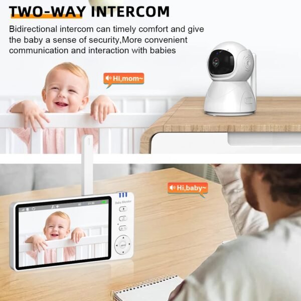 5" HD Baby Monitor with Pan-Tilt Camera & Night Vision