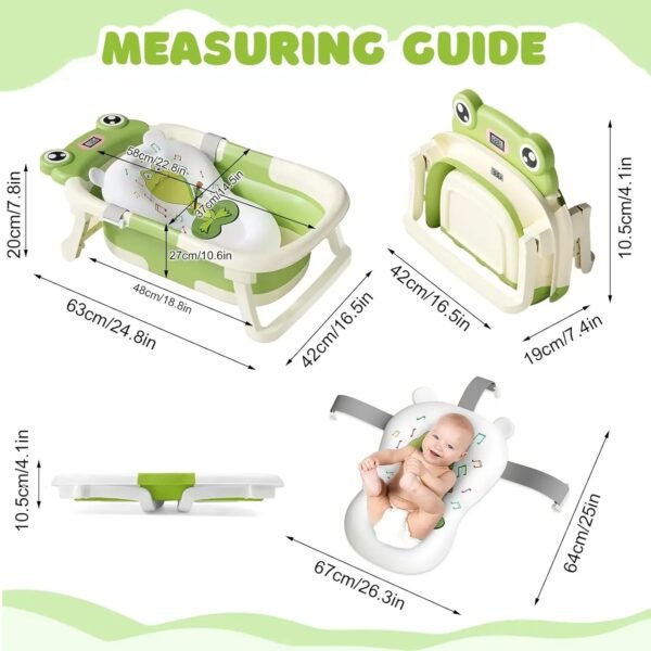 Baby Bath Tub with Bath Cushion Foldable Bathtub