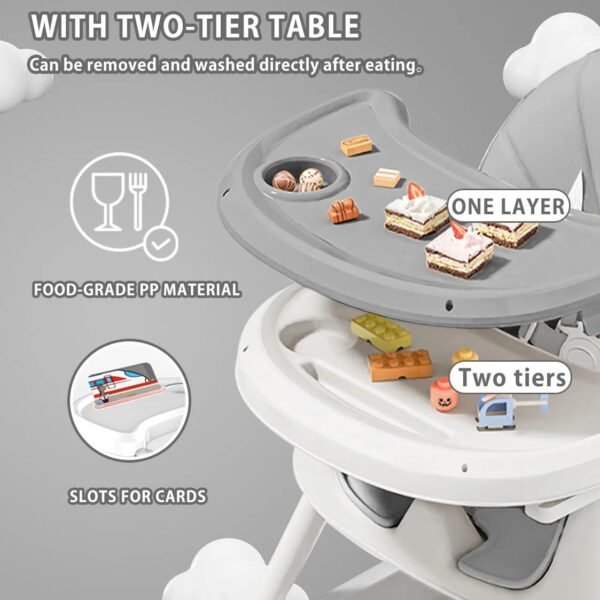 Foldable Baby High Chair – 6+ Months with Toy Rack