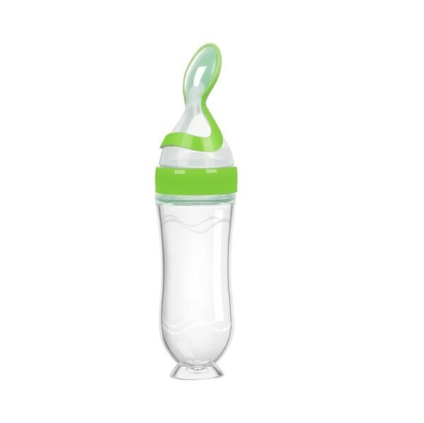 Baby Feeding Silicone Bottle with Spoon – 3oz Food Dispenser