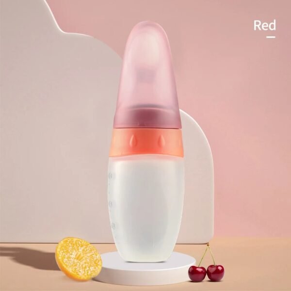 100ml Baby Silicone Feeder – Squeeze Feeding Bottle with Spoon