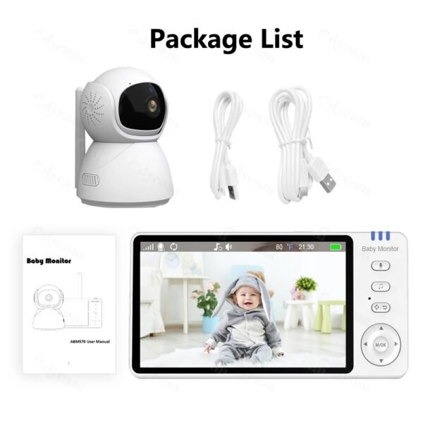 5" HD Baby Monitor with Pan-Tilt Camera & Night Vision