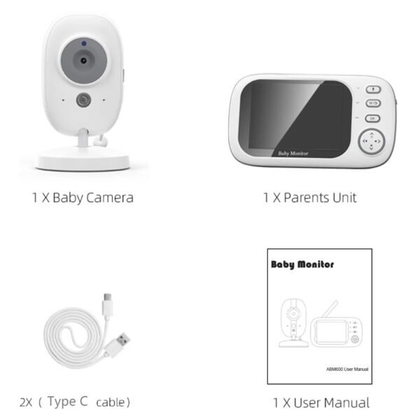 Video Baby Monitor – 3.5" Night Vision with 2-Way Audio