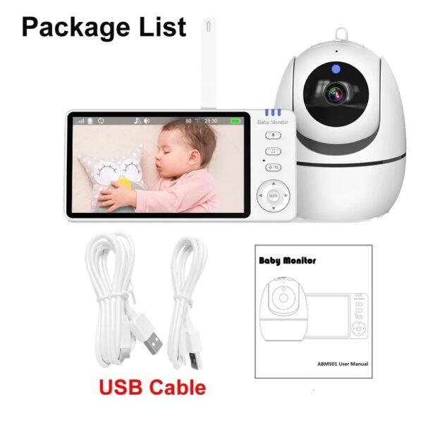 Video Baby Monitor – 5-Inch PTZ Camera with Night Vision