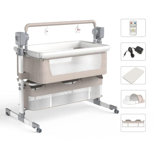 Automatic Rocking Bassinet – Baby Bedside Sleeper with Wheels