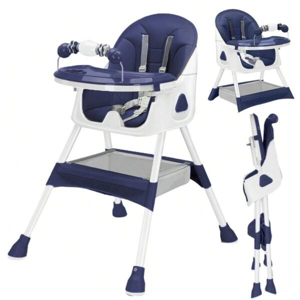 Foldable Baby High Chair – 6+ Months with Toy Rack