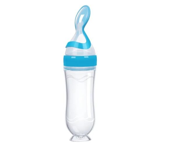 Baby Feeding Silicone Bottle with Spoon – 3oz Food Dispenser