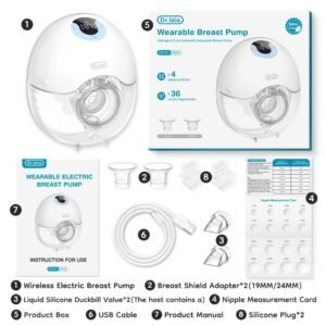 MAMIJOY Wearable Breast Pump Electric Breast Pumps Comfort Milk Collector Lightweight with LED Display 4 Modes & 36 Levels EB46