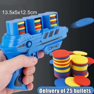 Children Flying Saucer GunsToy Ejection Kids Outdoor Game Foam with 25pcs Flying Disc Fun Toys EVA Mini Soft Bullets Battle