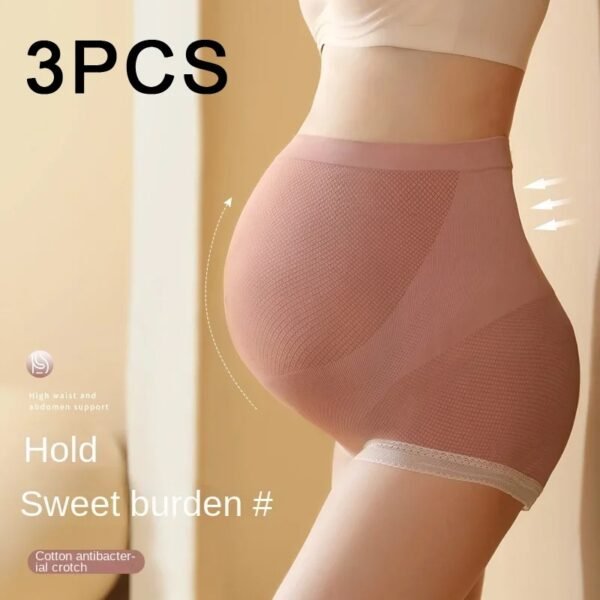 3PCS Maternity Panties High Waist Pregnant Panties Adjustable Belly Support Briefs for Pregnant Women Lace Solid Cozy Intimates
