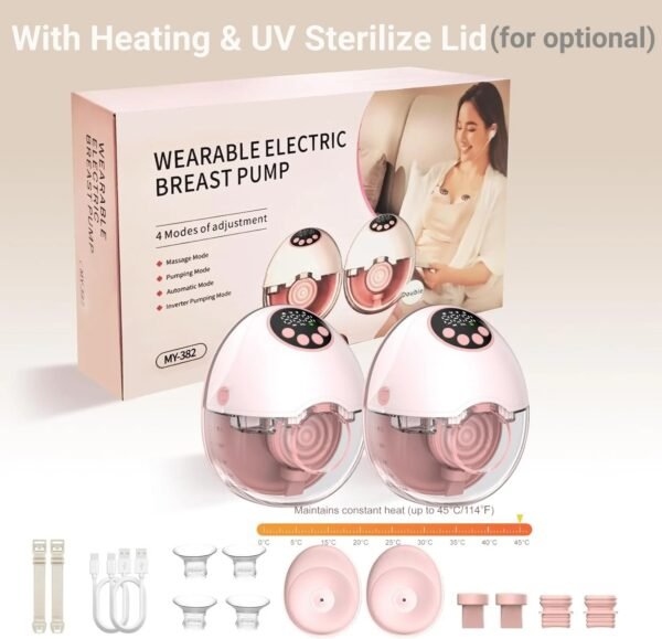 Breast Pump Electric Handsfree BPA Free With Heating & UV Sterilize Lid Optional Wireless Upgrade Wearable Breastfeeding Pump Breast Pump Electric Handsfree BPA Free With Heating & UV Sterilize Lid Optional Wireless Upgrade Wearable Breastfeeding Pump