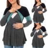 Maternity Nursing T Shirt Pregnant Womens Long Sleeve Patchwork Nursed Tops Blouse For Breastfeeding Pregnancy Clothes Pullover Maternity Nursing T Shirt Pregnant Womens Long Sleeve Patchwork Nursed Tops Blouse For Breastfeeding Pregnancy Clothes Pullover