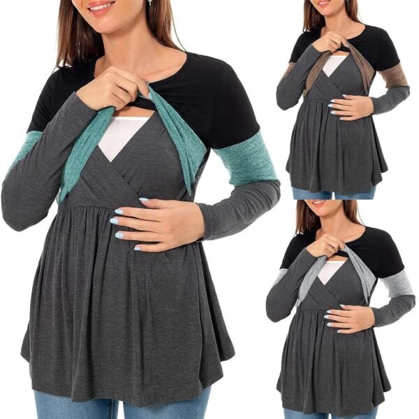 Maternity Nursing T Shirt Pregnant Womens Long Sleeve Patchwork Nursed Tops Blouse For Breastfeeding Pregnancy Clothes Pullover Maternity Nursing T Shirt Pregnant Womens Long Sleeve Patchwork Nursed Tops Blouse For Breastfeeding Pregnancy Clothes Pullover
