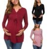 Women Maternity Long Sleeve Solid Color Nursing Tops T-shirt For Breastfeeding Women Maternity Long Sleeve Solid Color Nursing Tops T-shirt For Breastfeeding