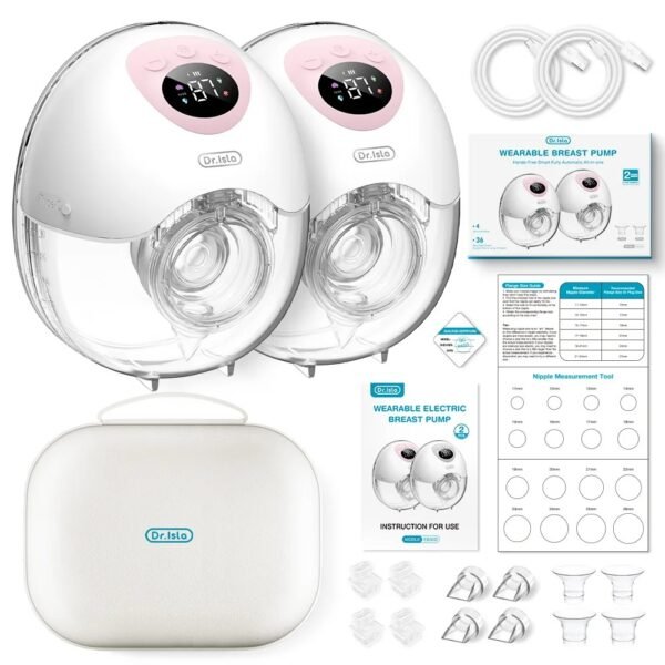 MAMIJOY 2PCS Wearable Electric Breast Pump 4 Modes 36Suction Levels Silent Leak-Proof Hands Free Breast Pumps Breastfeeding EB50
