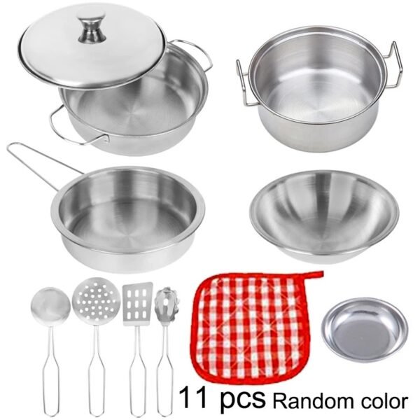 Kids Stainless Steel Pretend Play Kitchen Cookware Set