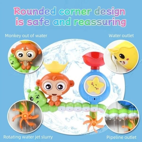 Cute Monkey Spinning Water Wheel – Baby Bath Toy