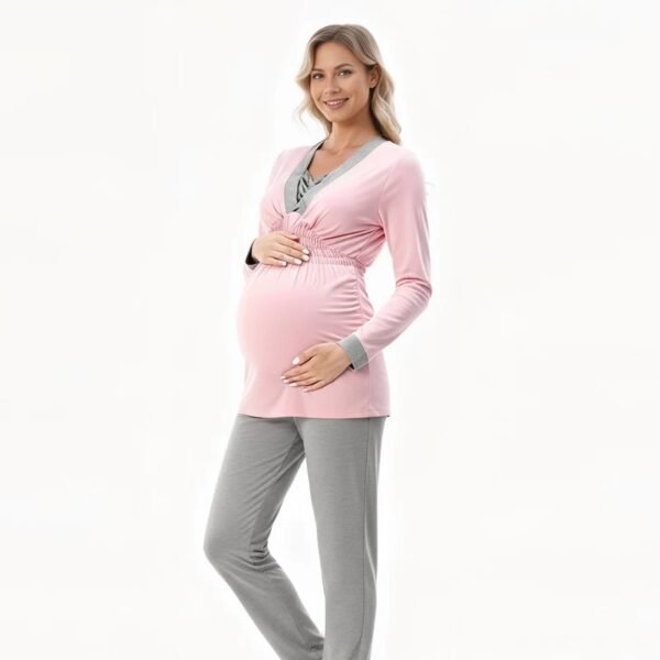 main-image-2 Maternity Pajamas Breastfeeding Nightgown Set 2PCS