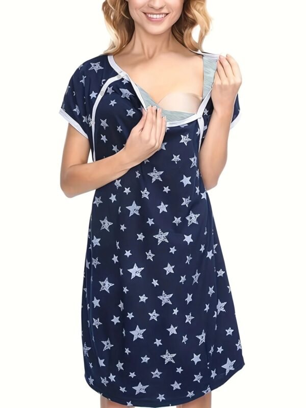 Maternity 3-in-1 Nursing Nightgown Short Sleeve