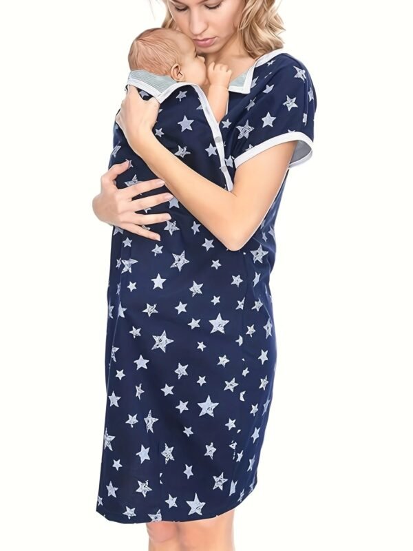 Maternity 3-in-1 Nursing Nightgown Short Sleeve