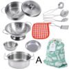 Kids Stainless Steel Pretend Play Kitchen Cookware Set