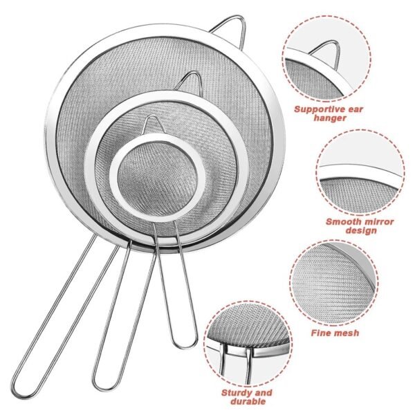 Stainless Steel Kitchen Sieve & Strainer Set